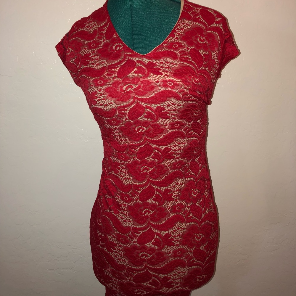 Joe & Elle Red Lace Dress